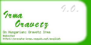 irma oravetz business card